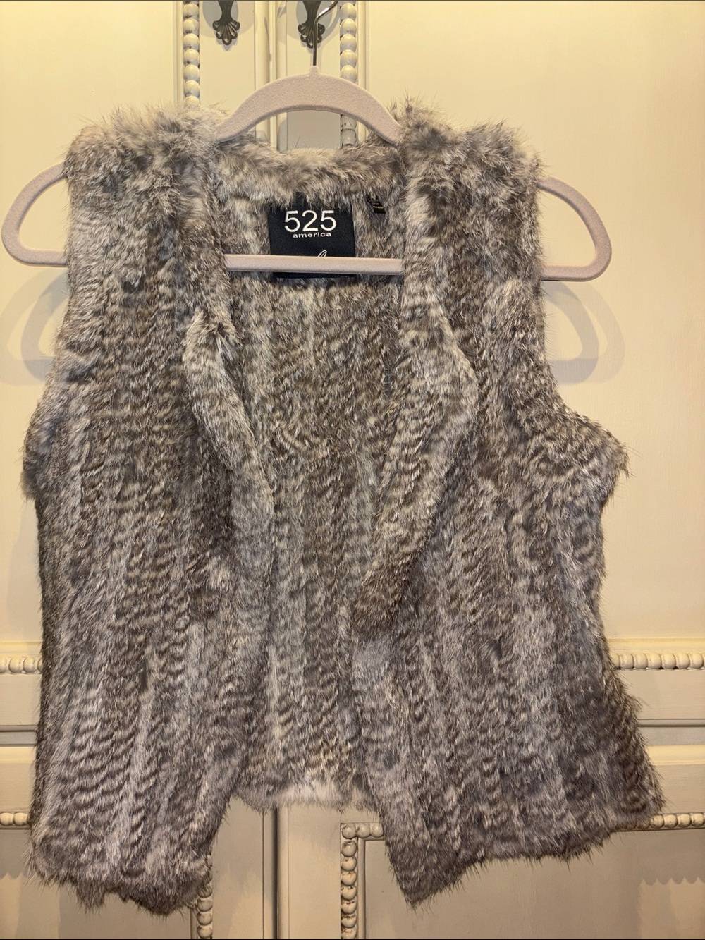 525 America Gray Rabbit Fur Vest - Mixed Gray Tones
